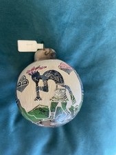 Navajo Christmas Ornament Horsehair Pottery Signed NWT Native American Indian picture