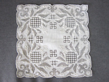VINTAGE Linen Appenzell Handkerchief Embroidered Bridal Wedding Hankie EXCELLENT picture