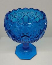 Kemple Glass Blue Cobalt Quintec Compote Candy Dish Vintage 6.5