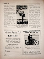 1950 Roland Rollie Free Avon Tires Print Ad Vintage Motorcycle Racing Ephemera picture