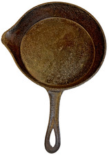 Antique 1700-1800s 3 Leg Cast Iron Skillet Gate Mark Single Spout Fancy Handle picture