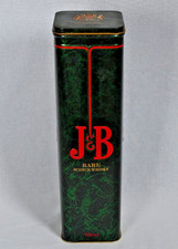 Vintage J&B Rare Scotch Whisky Collectible Tin Container Scotland 12-1/4