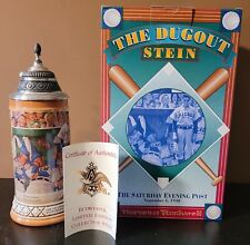 1993 ANHEUSER-BUSCH NORMAN ROCKWELL 'THE DUGOUT' BEER STEIN - NEW IN BOX W/ COA  picture