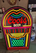 Vintage 1980s Coors Electric Light-Up Bar Sign  Juke Box Design.  picture