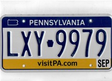 PENNSYLVANIA passenger license plate 