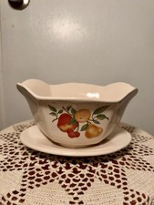 Vintage 1980s Teleflora Ceramic Gravy Boat W/ Attatched Underplate picture