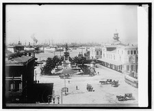 Valparaiso Chile 1910s Prat of Bahia Statue Harbor Plaza Street Scene picture
