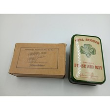 Vintage Johnson & Johnson Official Girl Scouts First Aid Kit Tin with Supply picture