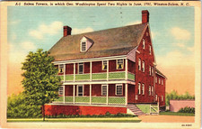 Salem Tavern, G Washington Stayed Jun 1791, Winston Salem NC, Linen, Posted 1958 picture