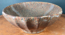 Vintage Royal Haeger Earth Brown Lava Ridged Ceramic Bowl picture