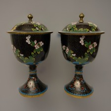 PAIR Chinese Cloisonné Lidded Jars ~ circa early 20th century picture