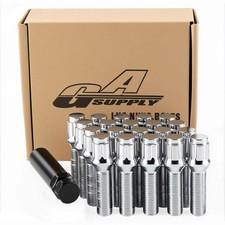 GAsupply M14x1.5 Lug Bolts 40mm Shank Chrome Conical Seat, 20 pcs + 1 Key picture
