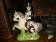 Antique Porcelain 18th Century Soldier Horse Figurine  Military Officer 4” picture