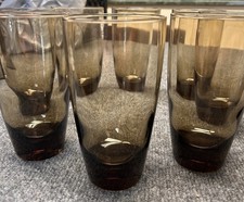 Libbey Classic Cooler Amber with Dark tone 15 oz Tumblers Set of 8 Vintage MCM picture