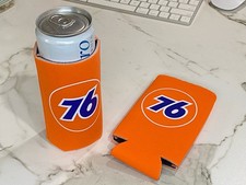 NOS Union 76 Gas Station Foam Slim 12oz Can Koozie Promotional Promo Lot of 2 picture