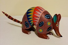 Jose Olivera Perez Hand Painted Wood Armadillo Oaxaca Mexican Folk Art Alebrije picture