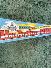 Vintage Douglas MacArthur Memorial Norfolk Virginia Souvenir Pennant Flag picture