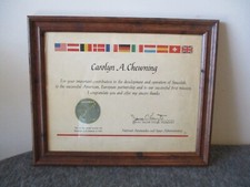 1983 NASA ESA SPACE SHUTTLE SPACELAB ONE (FLOWN SEAL) CERTIFICATE/AWARD picture
