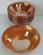 Jeanette Anniversary Iridescent Marigold Berry Fruit Bowl 1950s /60s Set of 6 picture