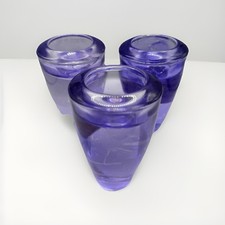 Set Of Three Lavender Amethyst Glass Candleholders Modern Style H20 picture