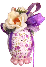 Collectible Handmade Easter/Spring - REAL EGG FLORAL w/FLOWERS, BOWS & BUNNIES picture