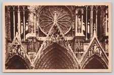 Reims Cathedral France Rose Window Main Portal RPPC Postcard picture
