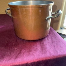 Vintage Douro B&M Copper Stock Pot Brass Handles Made in Portugal 6x7 picture