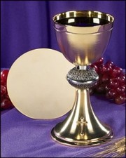 Faithful Gifts Budded Cross Chalice and Paten Set 8 Ounces Clear Brass Brass picture