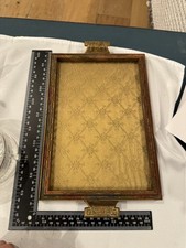 Vintage Small Greek Wooden Serving Tray-Glass over Fabric picture