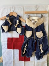Vintage 40s 50s Denim Western Chaps Vest Set Concho Stud Cowboy Toddler Fringe picture