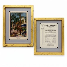 Vintage Bakersfield Inn 1952 Menu & Cal Williams Lithograph Set Gold Frames picture