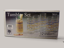 CRISA Hearts Stripe Ice Tea Tumblers 16oz Set 12 NIB Mexico picture