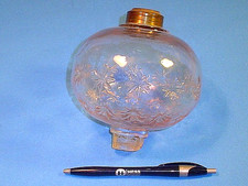 ANTIQUE WAVY GLASS EMBOSSED SNOWFLAKES OIL LAMP FONT #1 COLLAR picture