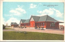 Lithograph Minot North Dakota Great Northern Railroad Depot 1916 picture