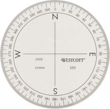 Westcott 360-Degree Compass Protractor, Crystal Clear Transparent Dial - School picture
