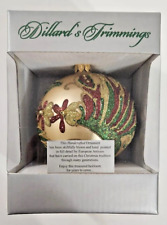 2011 Dillards Trimmings Gold Christmas Holiday Glass Blown Ornament Hand Painted picture