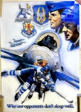 Vtg 17x24 Phoenix Roadrunners World Hockey Poster Air Force Reserve Usaf F16 picture