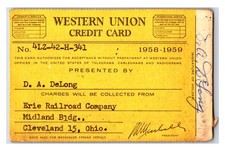 Original 1958 -1959 Western Union Charge Credit Card (Erie Railroad Company) picture