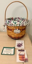 Longaberger 1996 May Series Sweet Pea Basket, Protector, Fabric Liner & Tie On picture