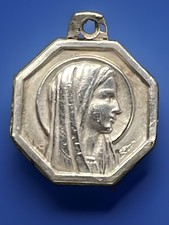 Vintage Catholic Silver Hallmarked Lourdes Medal, 1.2 Grams Silver picture