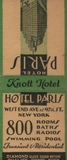 Vtg Bobtail Matchbook Cover Hotel Paris New York picture
