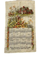Vintage 1979 Autumn Fall Theme Linen Tea Towel Calendar 