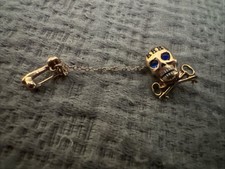 Kappa Kappa Kappa Skull Badge 10k Blue Sapphire Eyes Tri Kappa Pin picture
