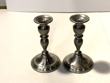 VINTAGE Pair WEB Pewter Weighted Candle holders 13 oz each 6.5