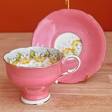 Paragon Double Warrant Margot Pink Teacup Saucer England 1940s Vintage picture