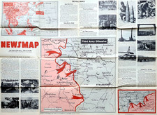 1944 WWII NEWSMAP Industrial Edition Third Army Offensive Europe War Map Poster picture
