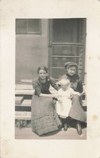 Early 1900s Rppc Two Women & Child on Steps Real Photo Postcard Vintage picture