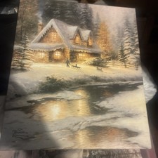Thomas Kinkade Family at Deer Creek Wall Canvas Print 2010 12x14  picture