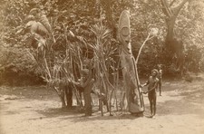 Native Drums Sing Sing Grounds Ambrym New Hebrides Vanuatu 1891 OLD PHOTO picture
