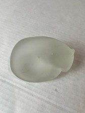 VTG Cat Paperweight Figurine Frosted Satin Glass Curled Kitten Kitty Art Glass picture